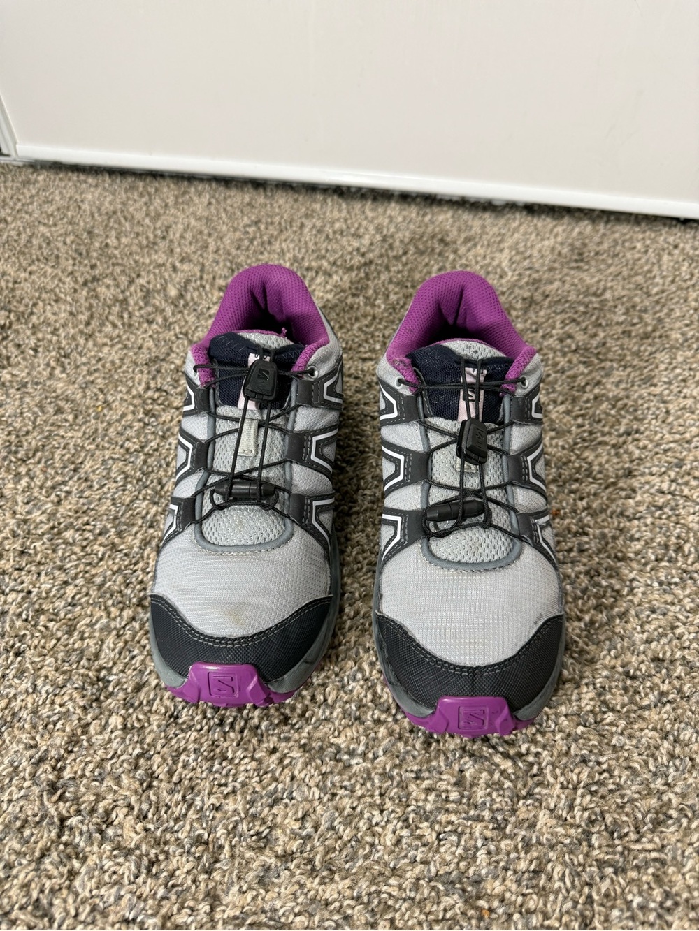 Salomon Women's Gray and Purple Athletic Shoes - Picture 2 of 5